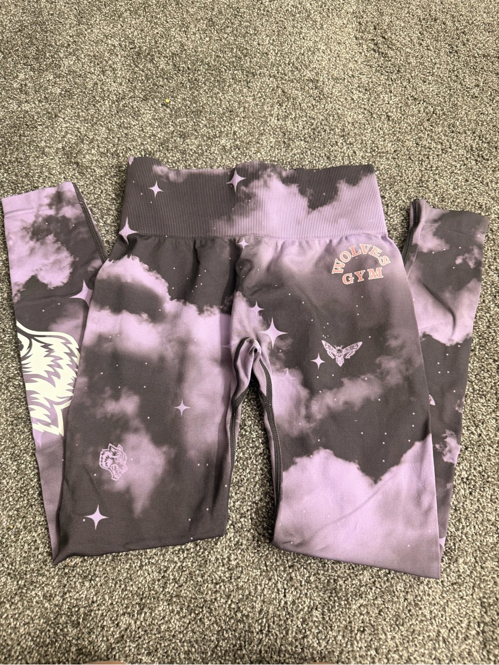 Darc Sport Lavender & Black Cloud Print Leggings with Graphics